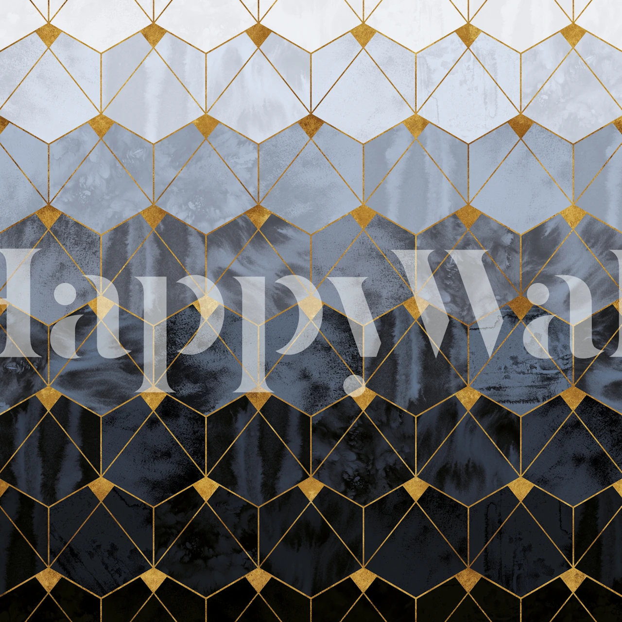 Ocean Floor Soft Blue Hexagons wallpaper in a room