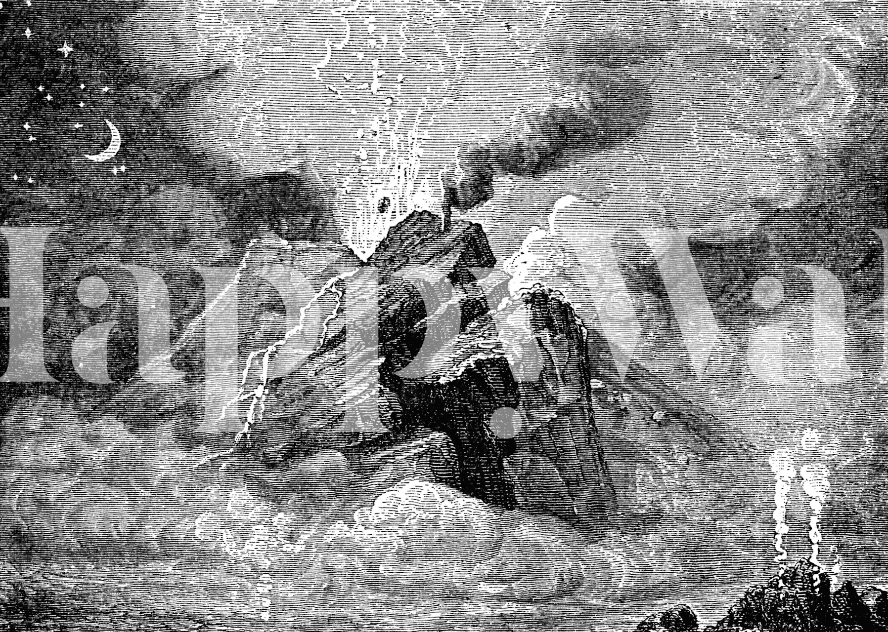 Volcano wallpaper design in a room