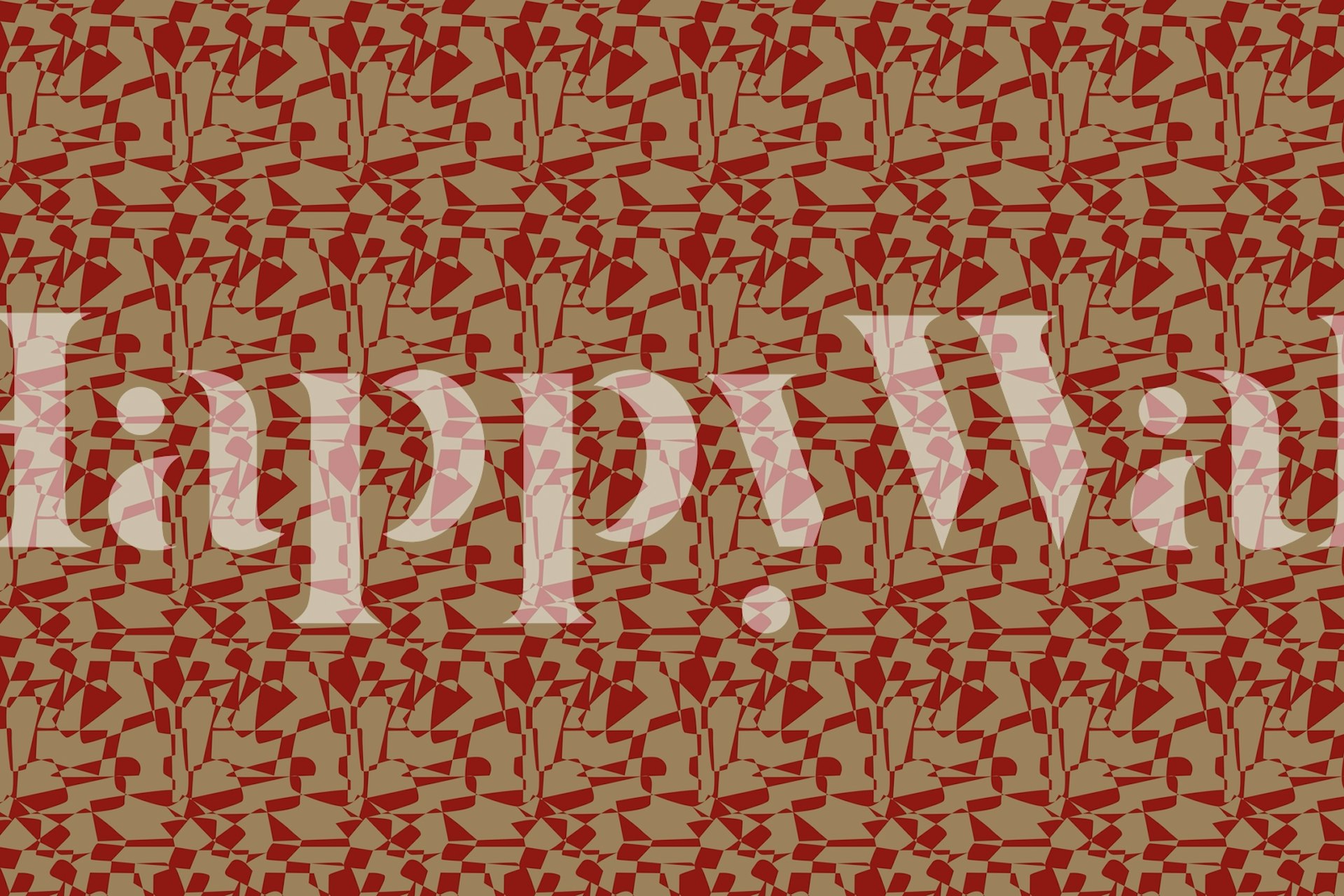 Geometric pattern in gold and red colors wallpaper