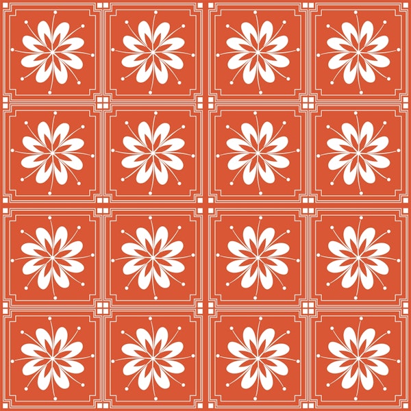 Rust orange floral alhambra