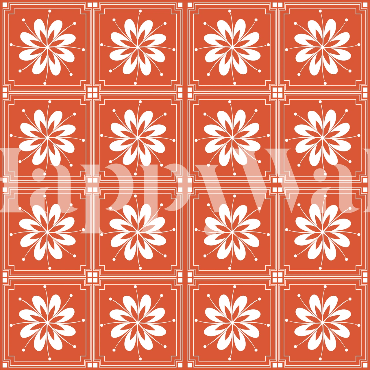 Rust orange floral Alhambra wallpaper in a room