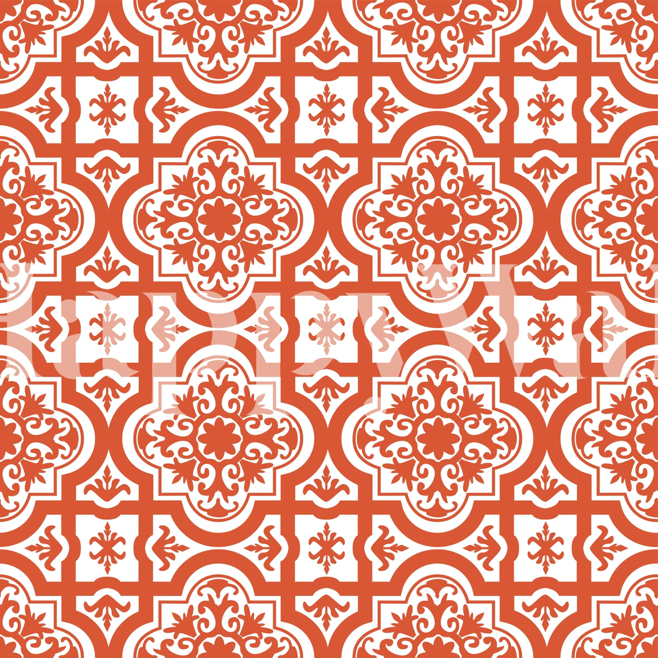 Rust orange ornamental geometric wallpaper pattern