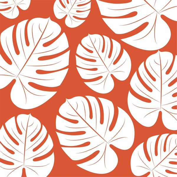 White Palm Leaf Orange Accent