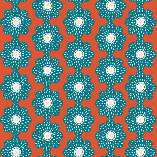 Teal Poppy Modern Pattern