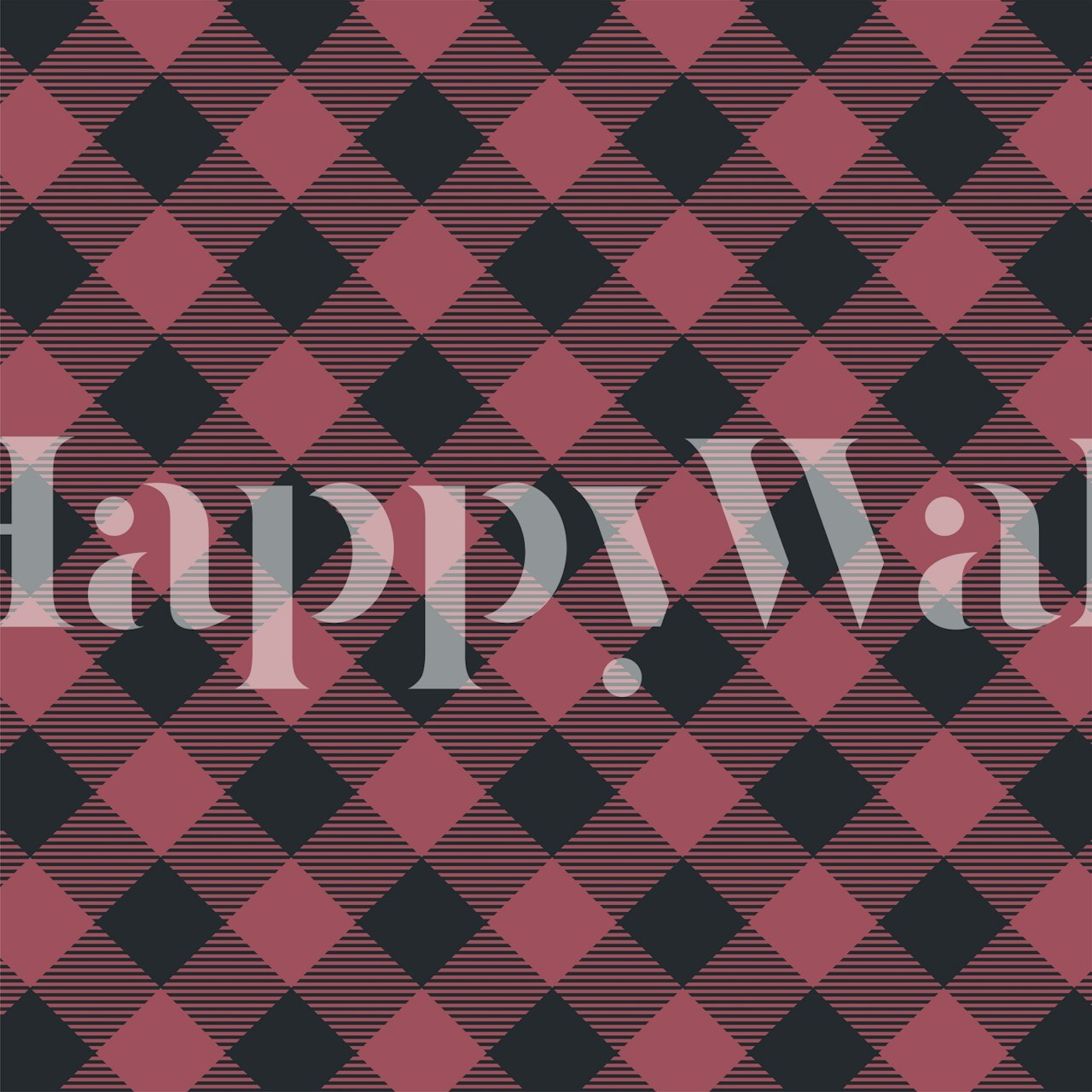 Vinho tinto escuro e papel de parede gingham preto em um quarto