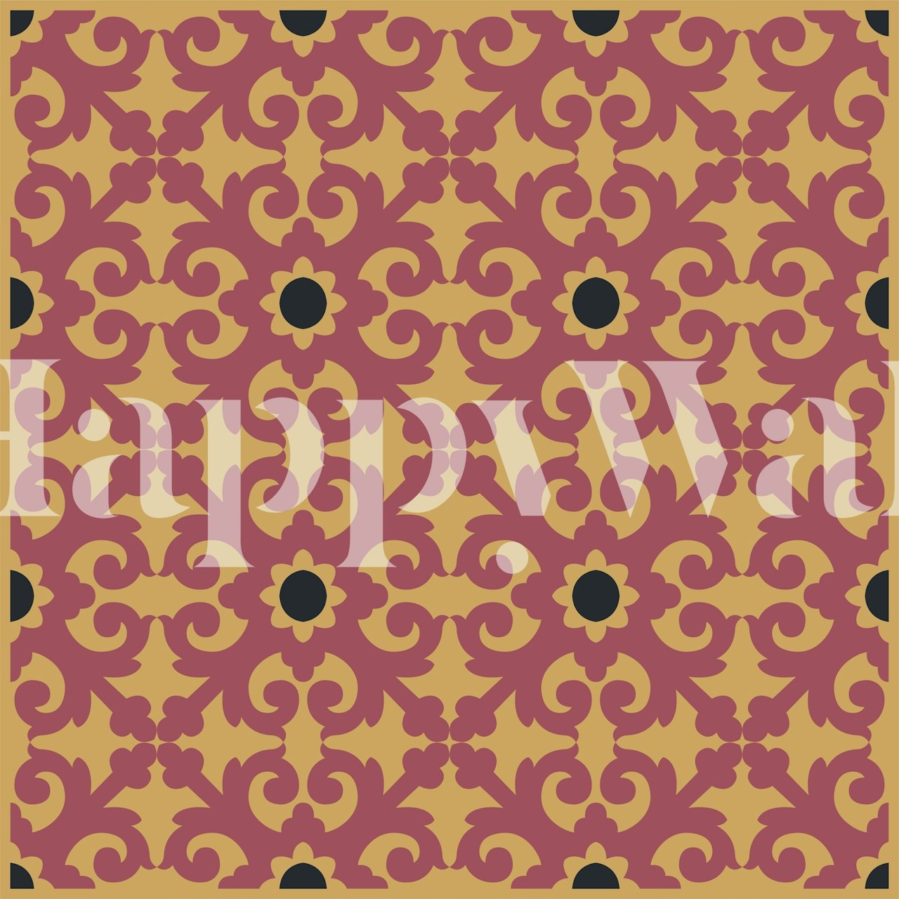 Turkish Kilim pattern in red and gold tones wallpaper