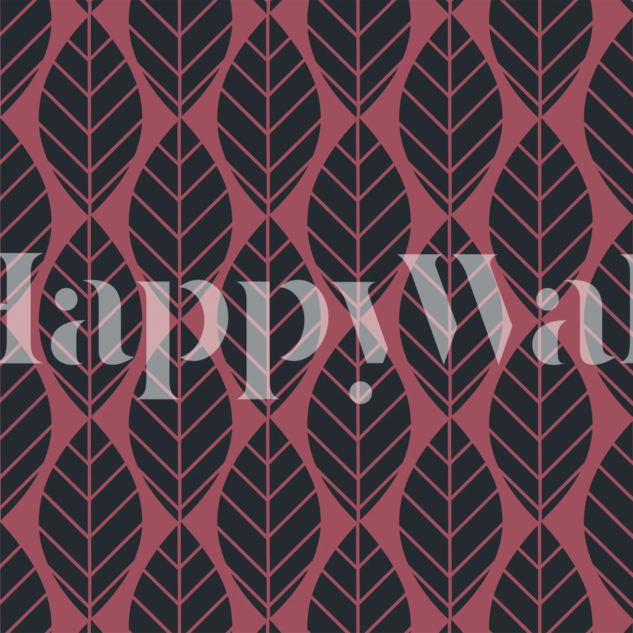 carta da parati Scandinavian Black Red Leaf in una stanza