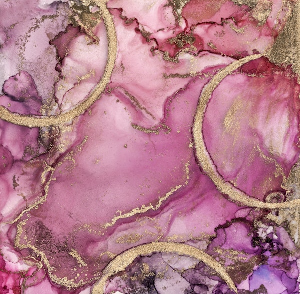 Pink Gold Ink Marble Painting