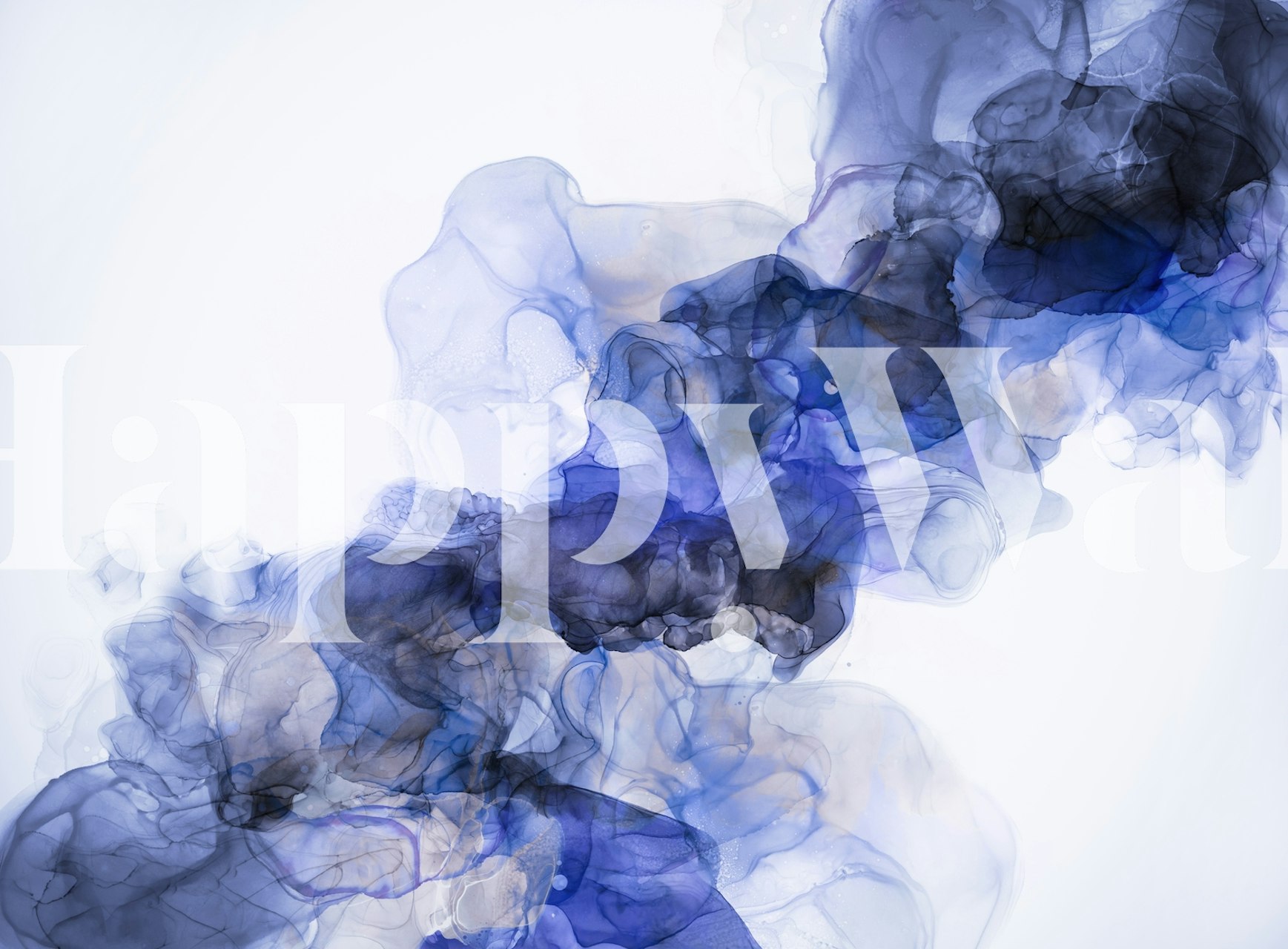 Indigo ink fluid art design pattern in shades of blue wallpaper