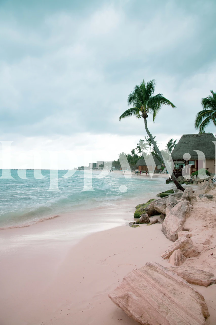 Caribbean palm ocean wallpaper in a room