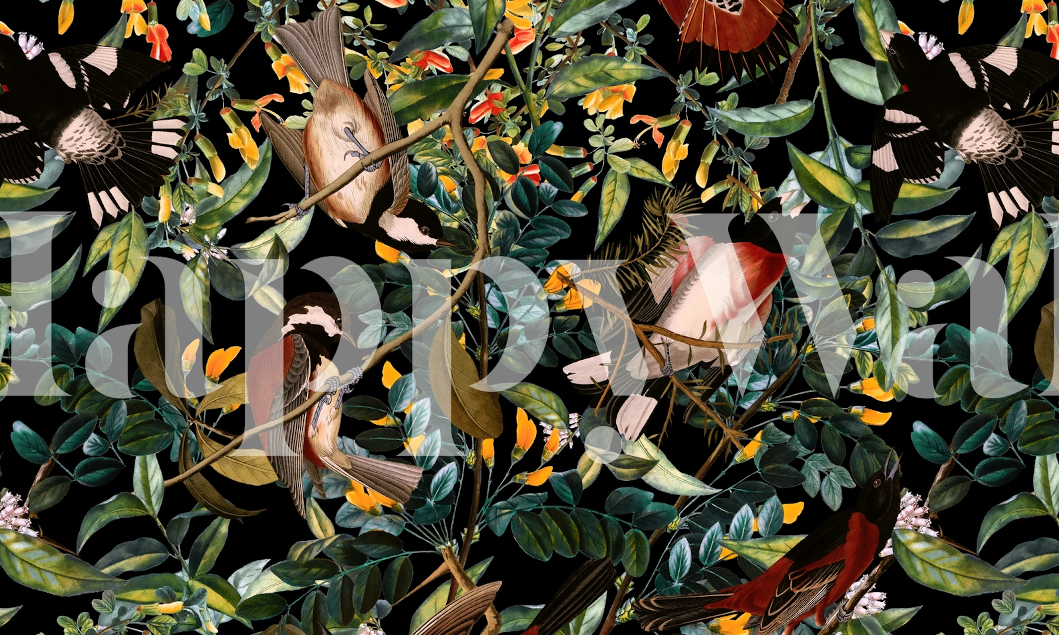 Projekt tapety Floral and Birds XLIV w pokoju