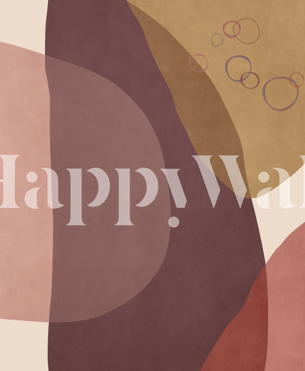 Overlappende delen 9 abstracte muurschildering met aardetinten en organische vormen