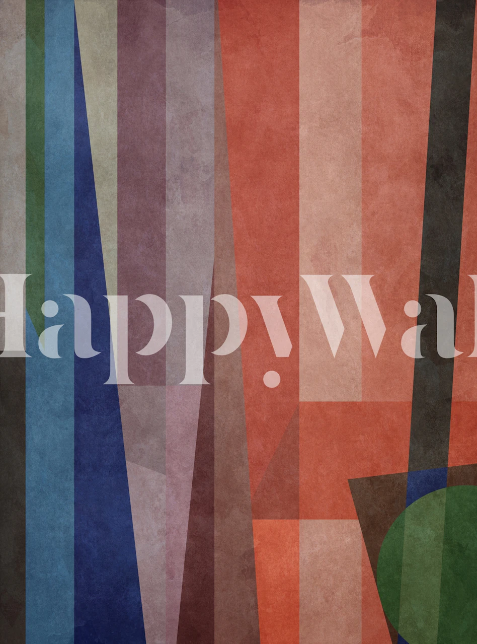 Geometric wallpaper design in a room setting