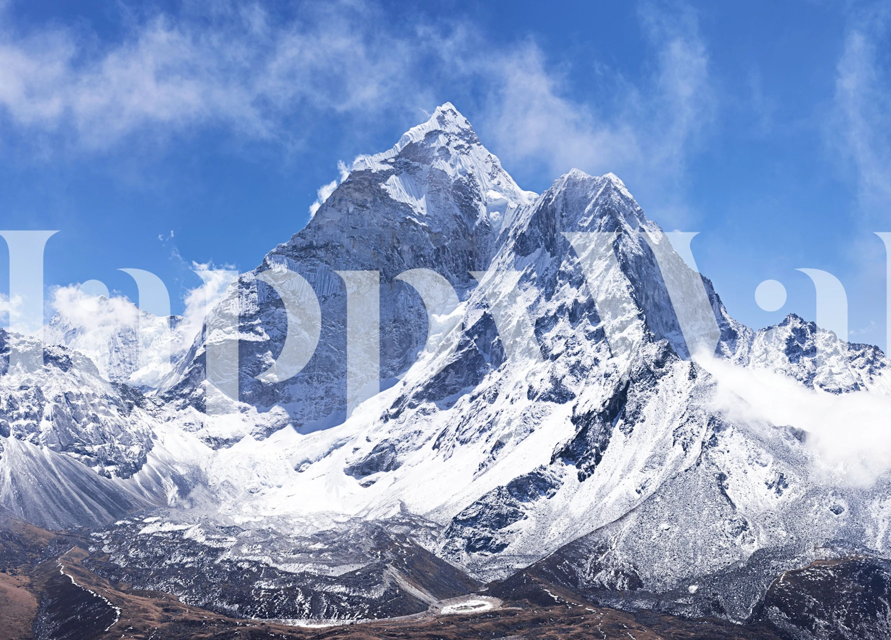 Mountain wallpaper in a living room