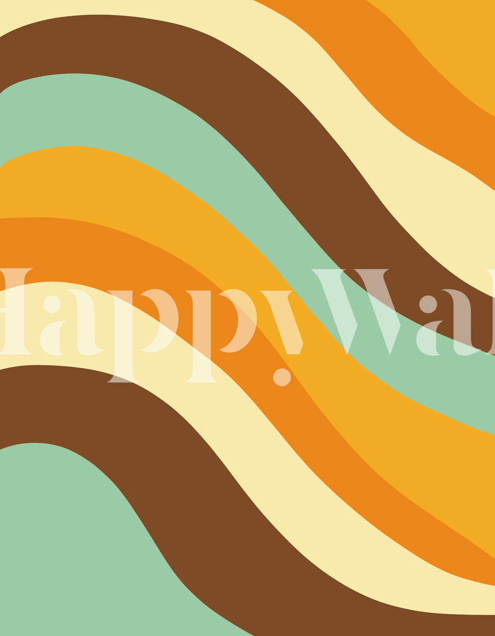 Retro styled wall mural with wavy summer pattern in warm tones