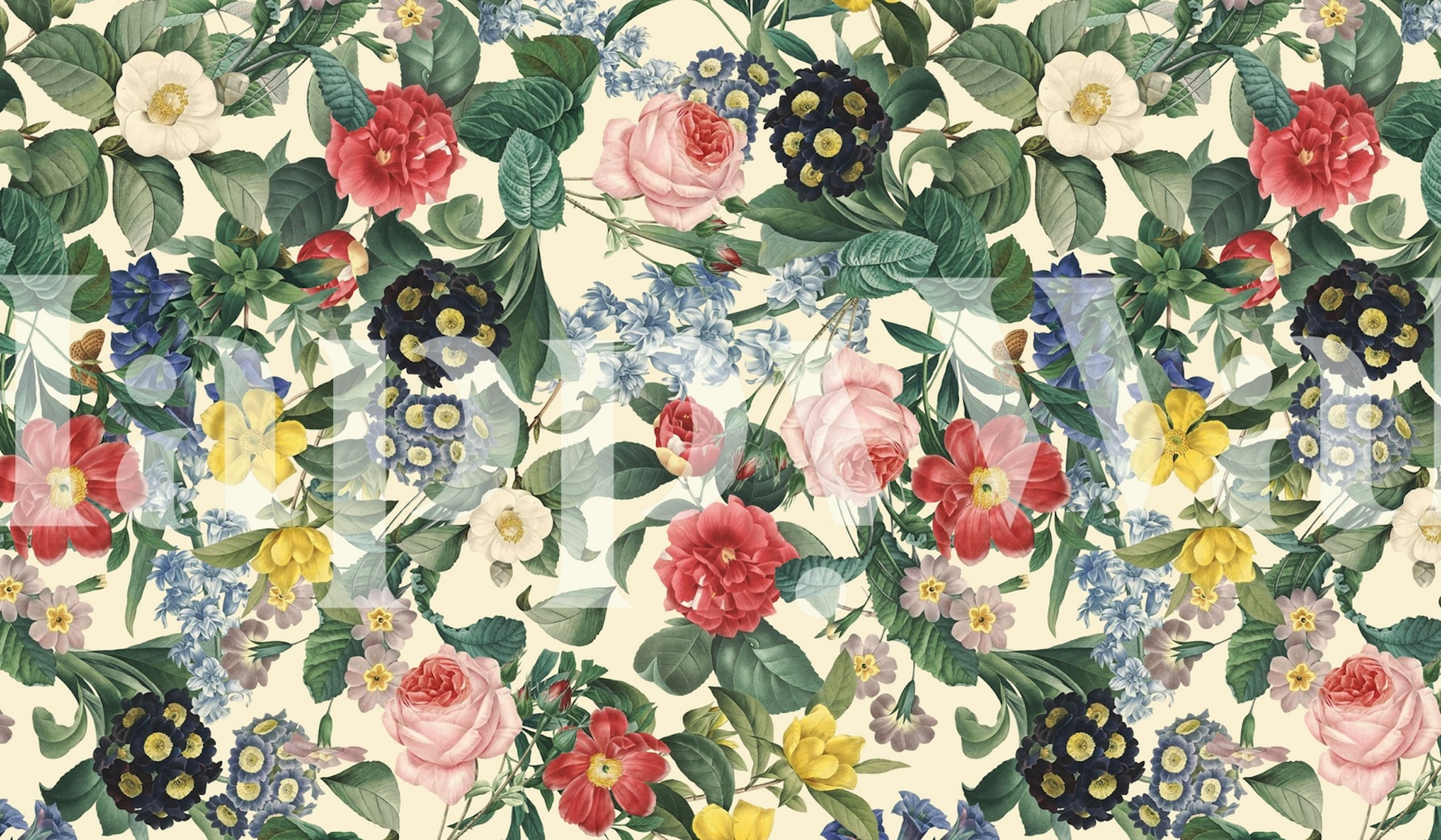 Papel de parede Spring-Summer Botanical em um quarto