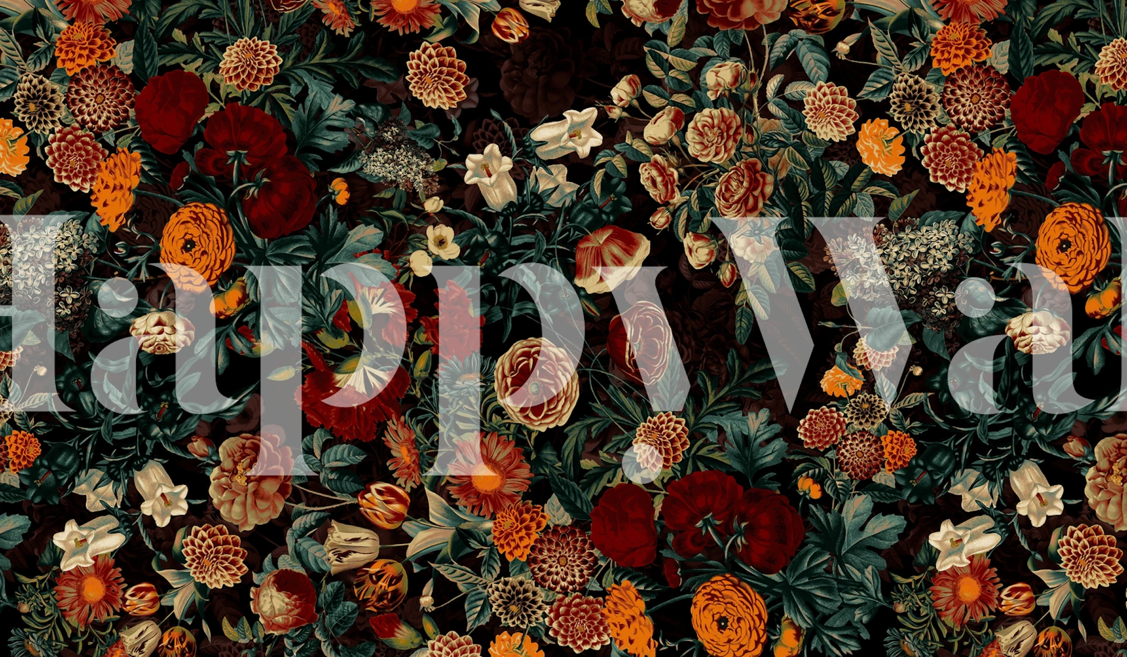 Intricate Exotic Garden Night XXI Design Wallpaper by Burcu Korkmazyurek