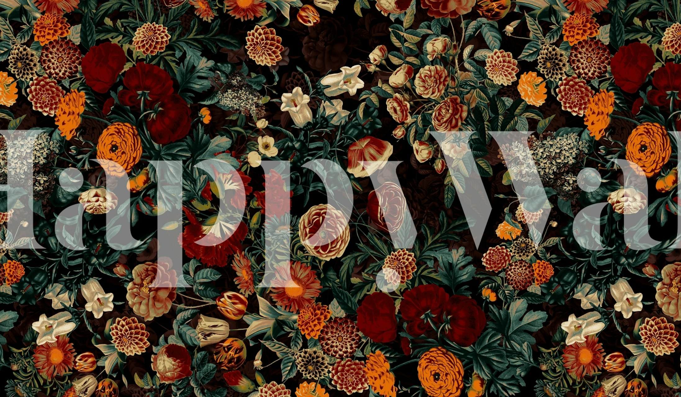 Intricate Exotic Garden Night XXI Design Wallpaper by Burcu Korkmazyurek