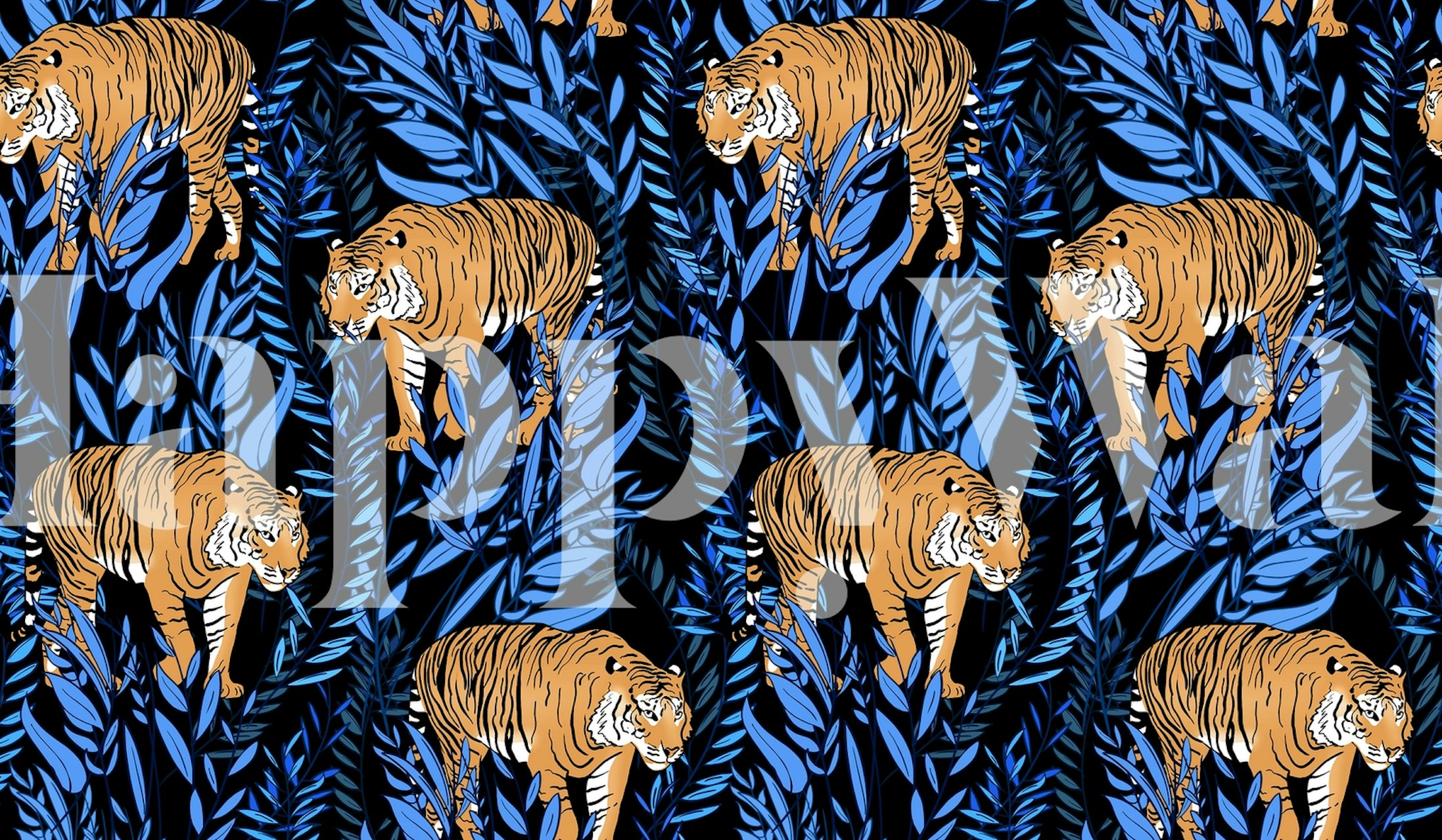 Tiger Leaf Pattern wallpaper in a stylish room