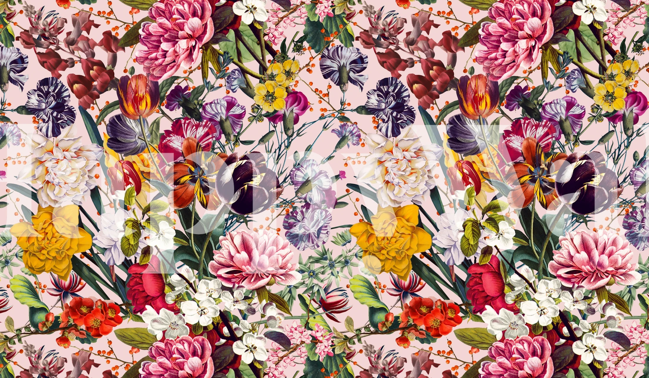 Papel de parede floral de verão Exotic Garden em um quarto