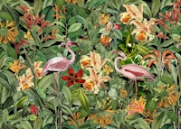 Tropical Flamingo Jungle papel pintado