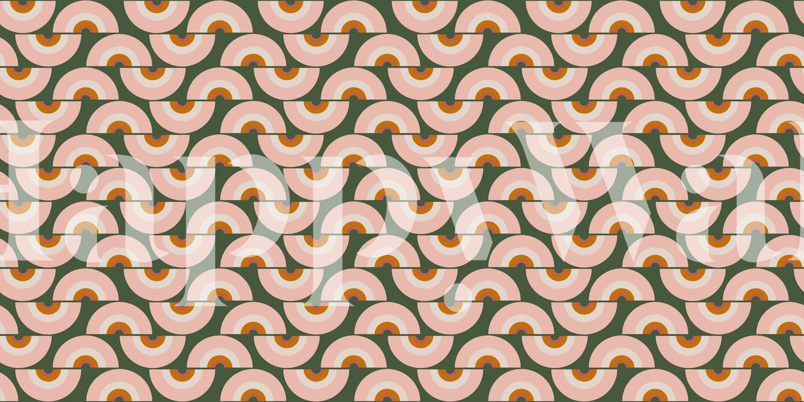 Jordfärgad regnbågsmönstrad tapet med välvda former i jordnära färger