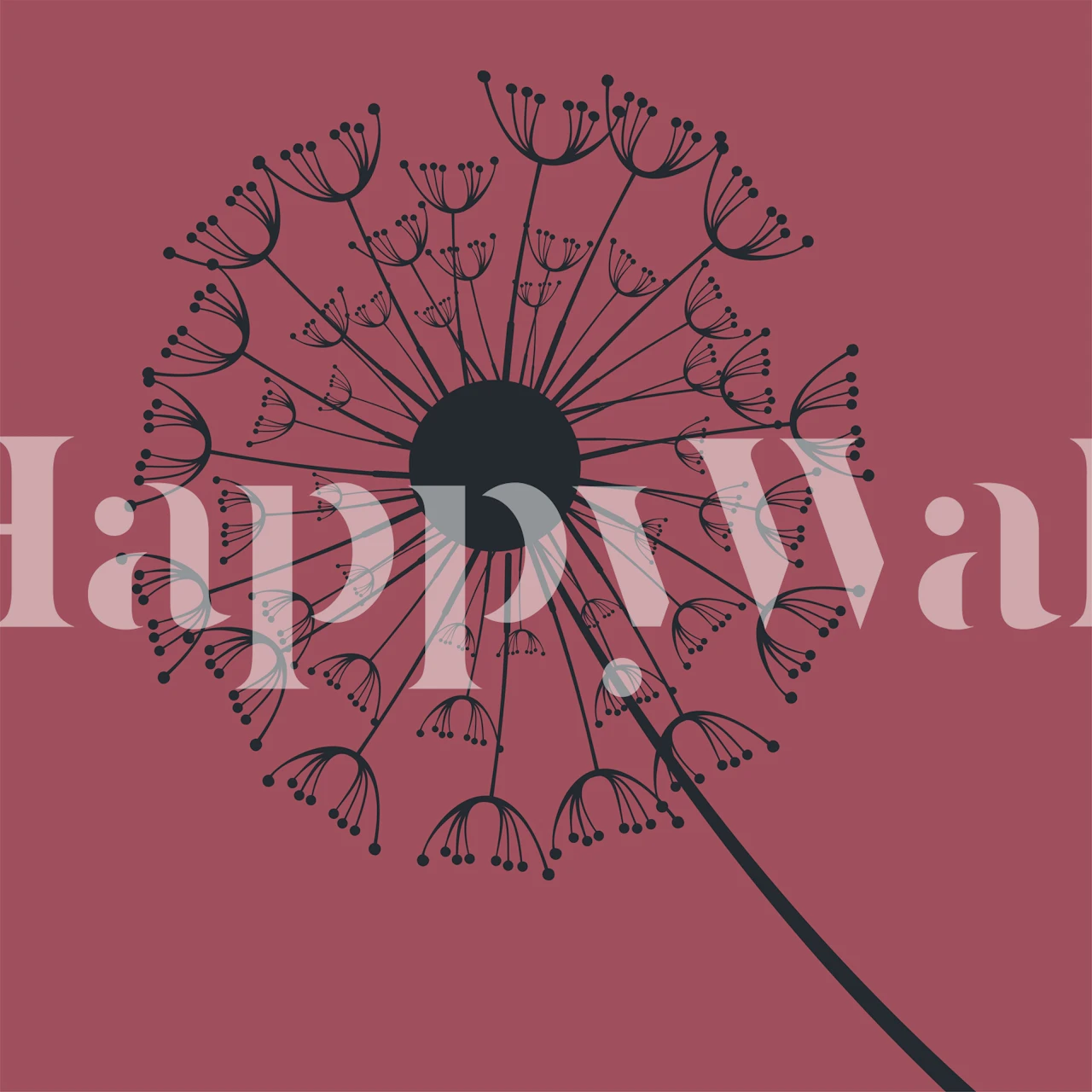 Dark brick wall background with a dandelion silhouette in the foreground.