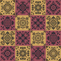 Talavera Mustard Marsala Black wallpaper