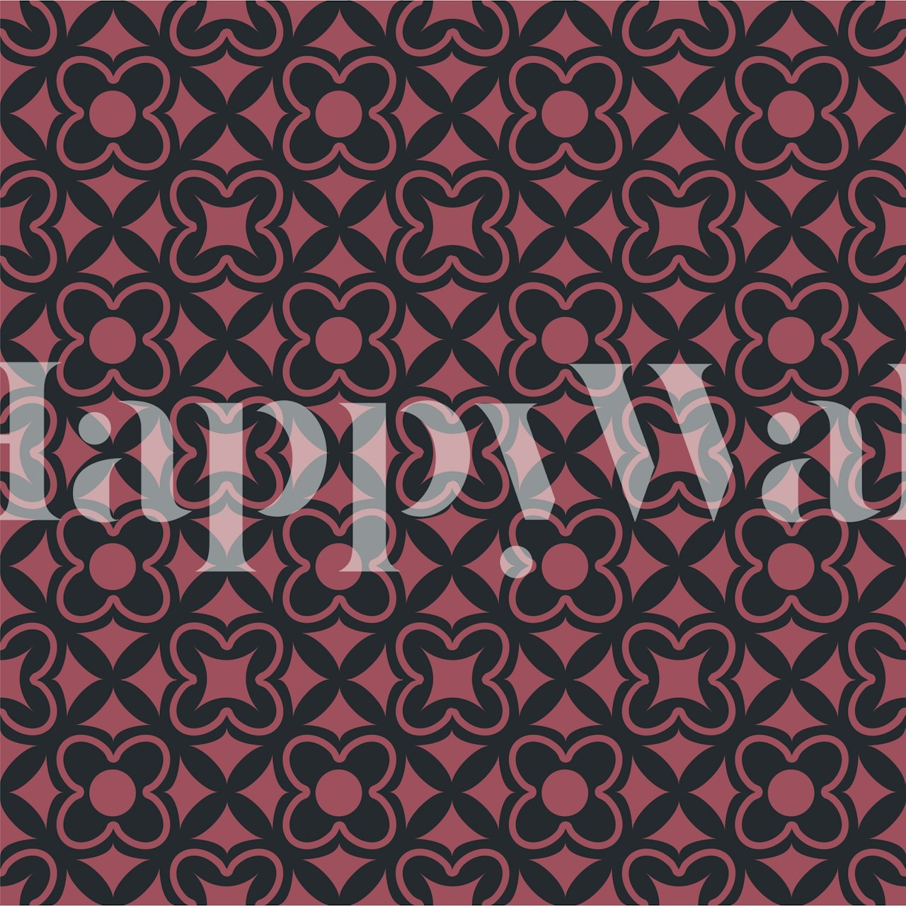Floral pattern in black and red on a decorative background wallpaper