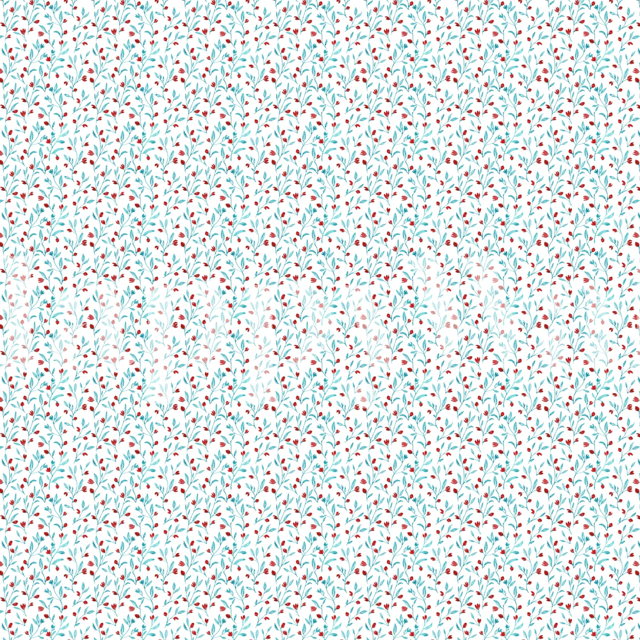 Small floral pattern with blue background and red flowers wallpaper