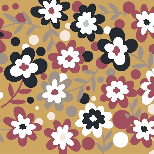 Mustard Red Floral Pattern