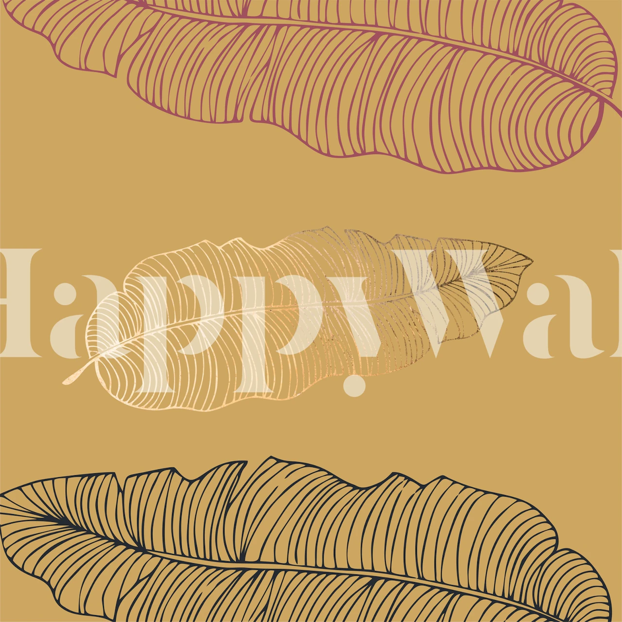 Gold Palm Leaves tapetdesign i et rom