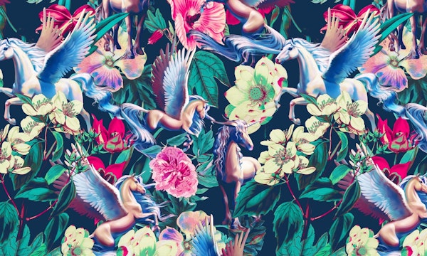 Unicorn and Floral Pattern