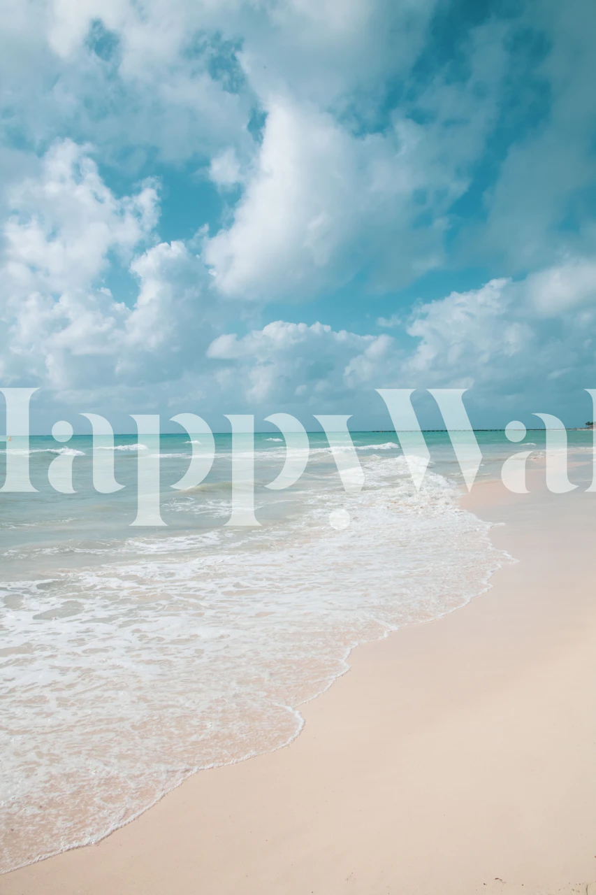 Caribbean ocean wallpaper in a room setting