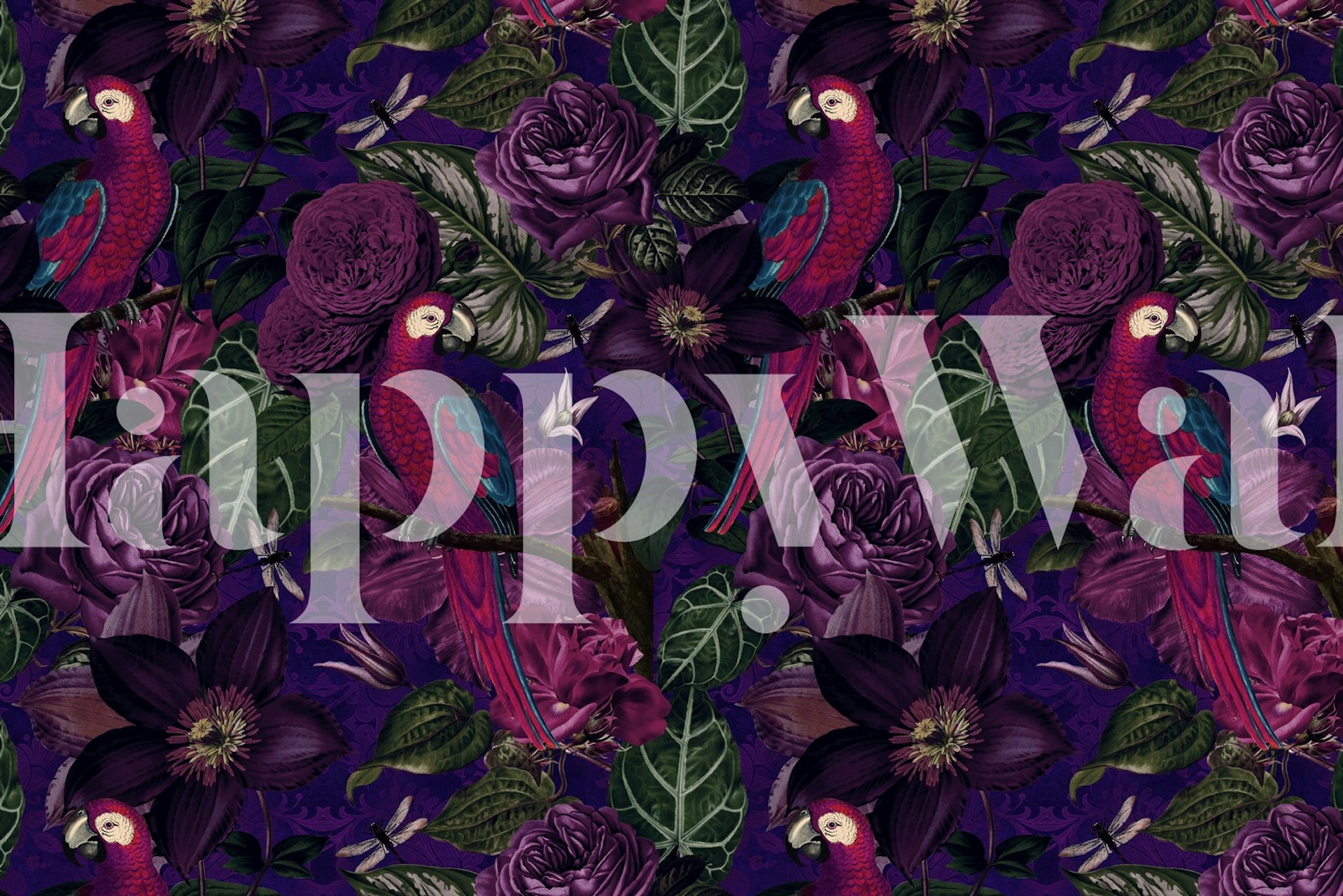 Moody Boho Jungle Birds carta da parati in una stanza