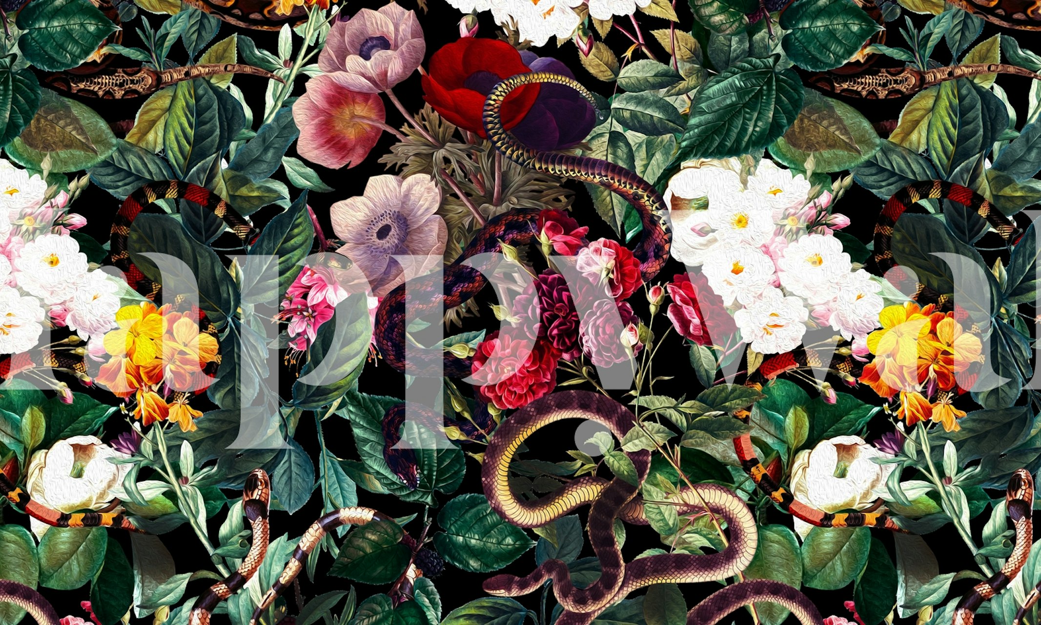 Flowers i SnakePattern tapeta w pokoju