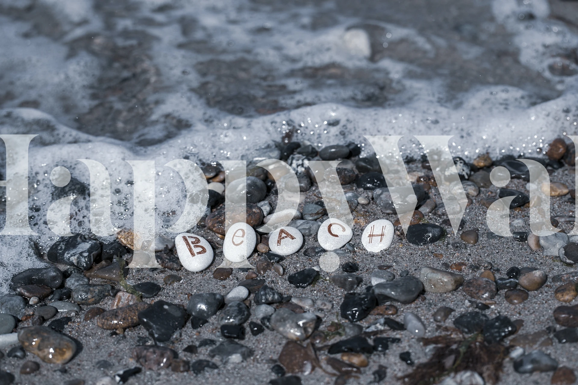 Wallpaper depicting beach-themed stones