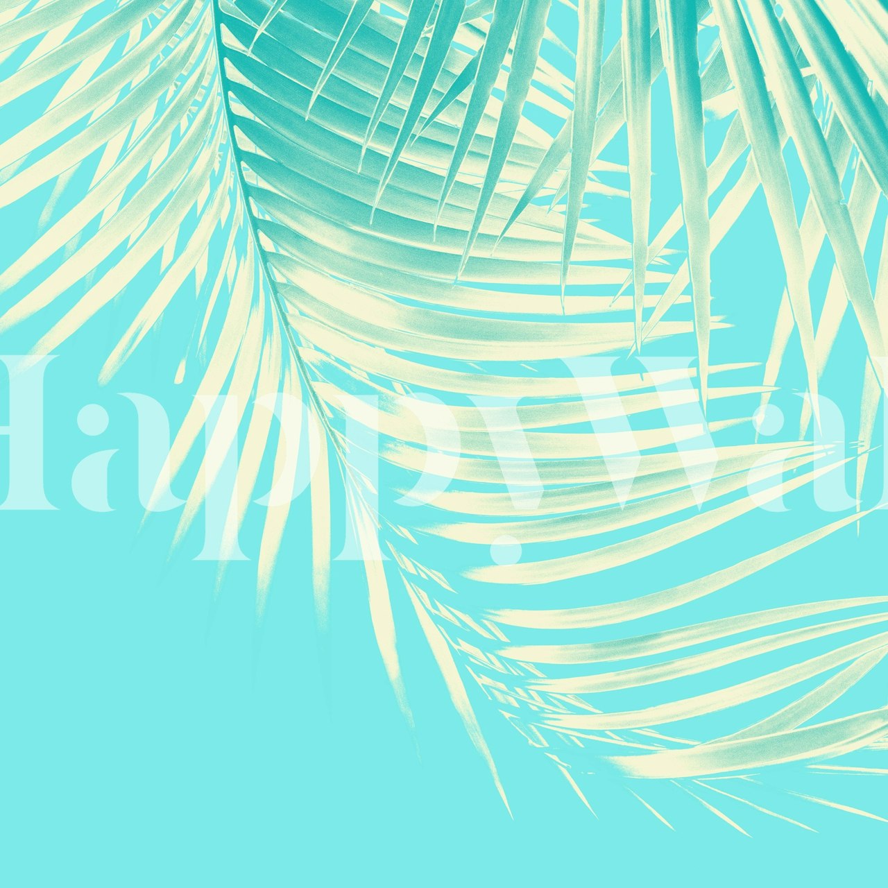 Palm leaves wallpaper in a room setting
