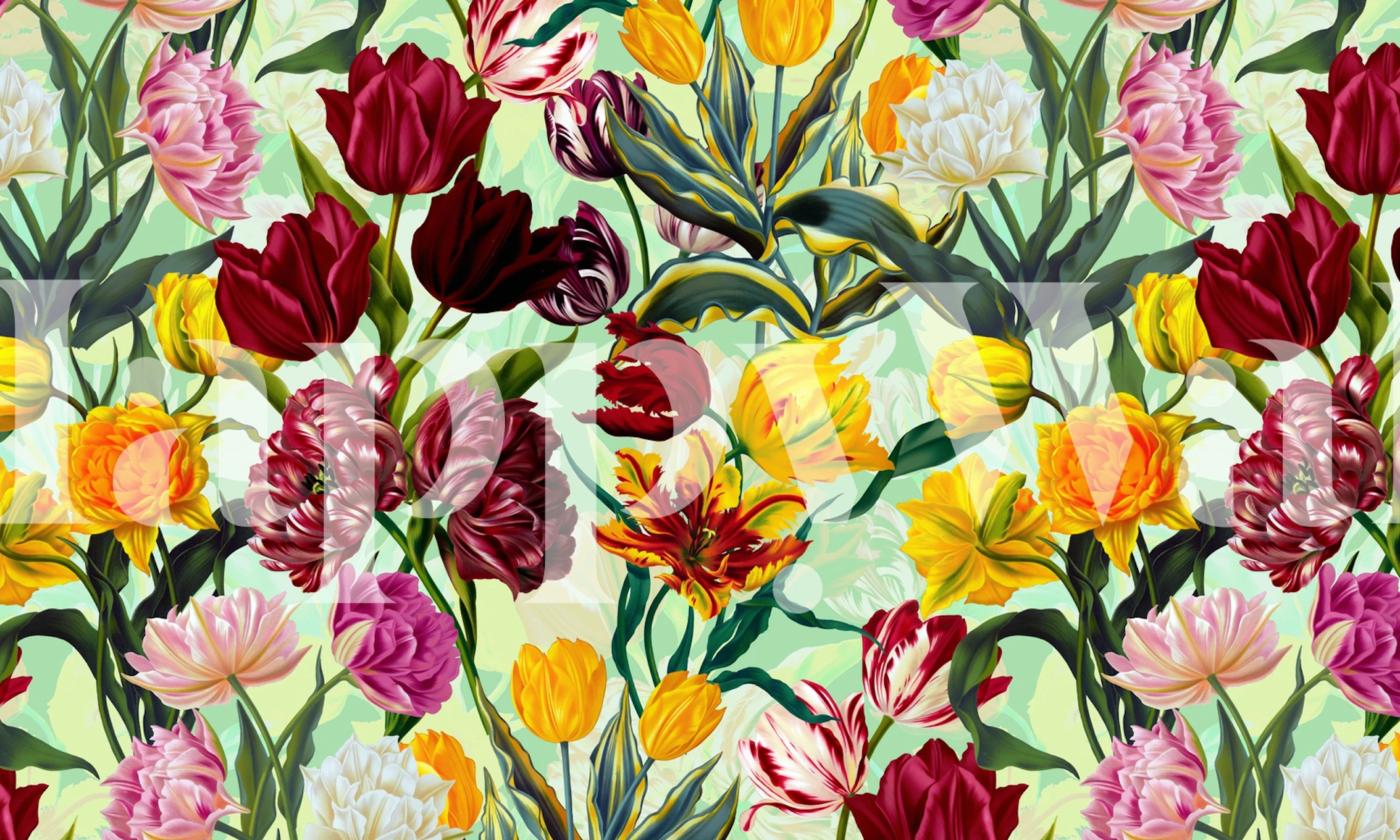 Fargerik tulipanblomstermotiv i et rom