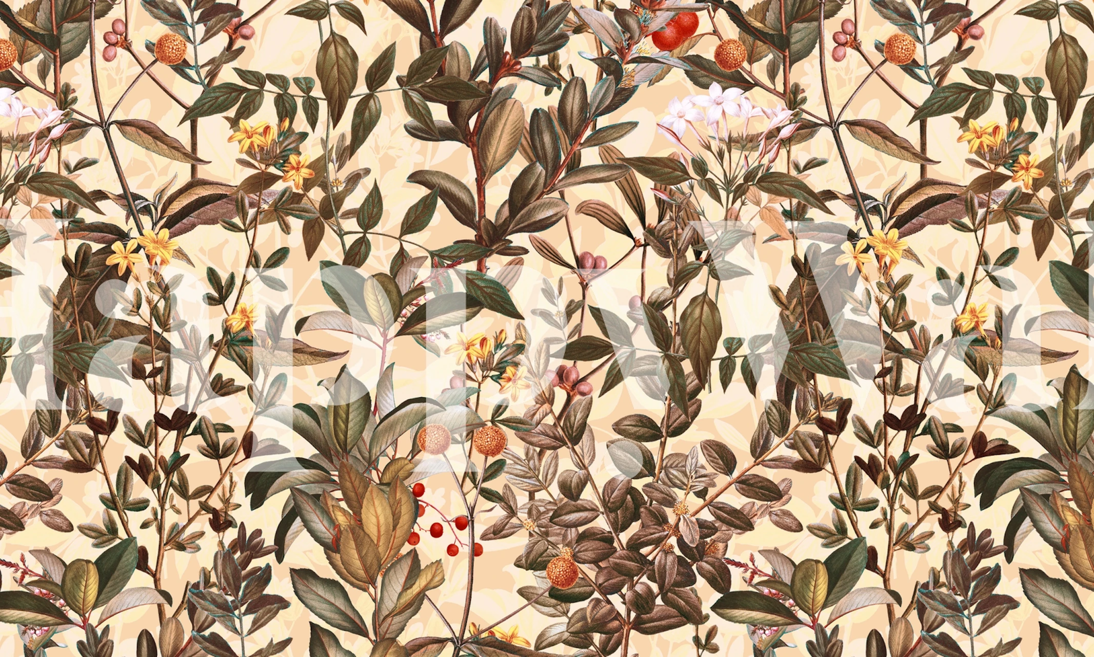 Blommigt tapetdesign i ett rum