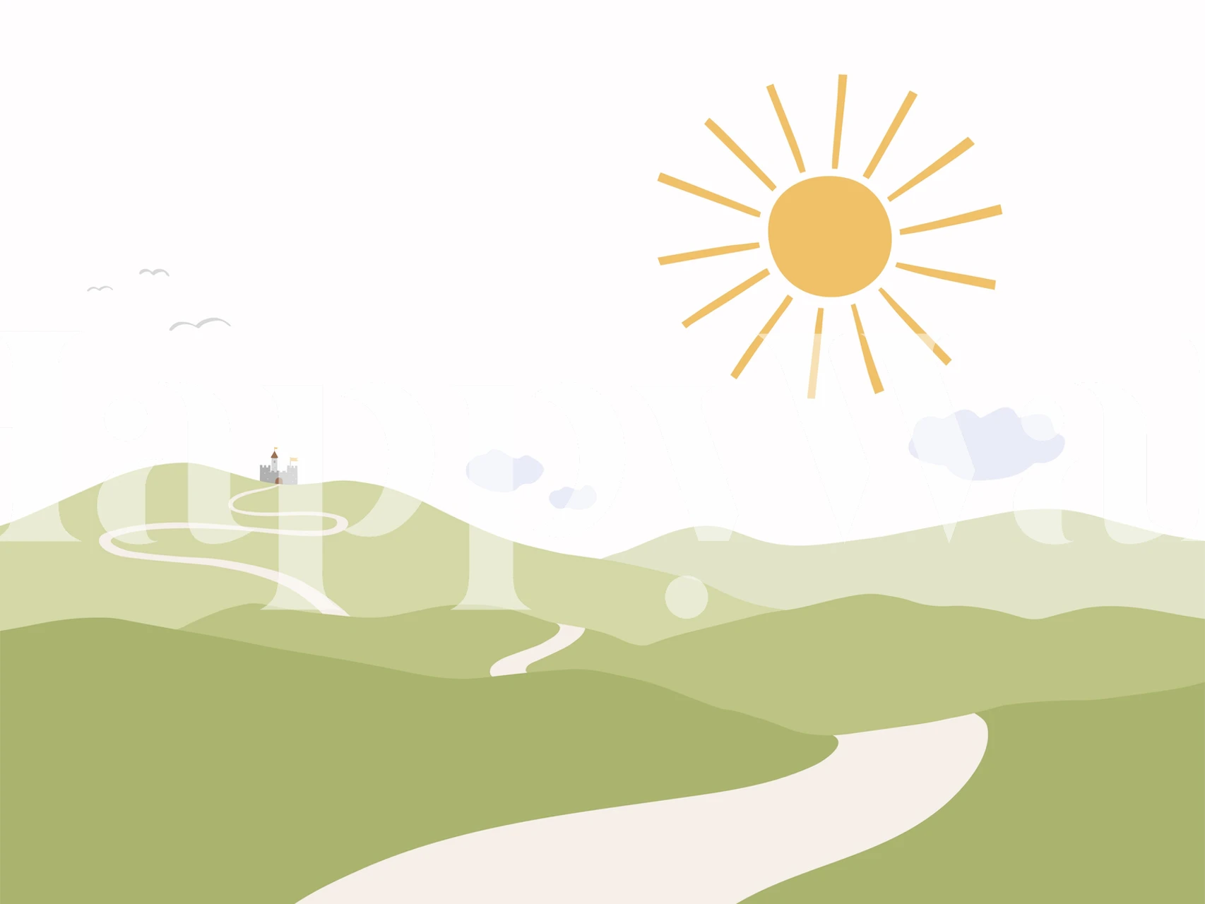 Road to the castle green wallpaper in a room