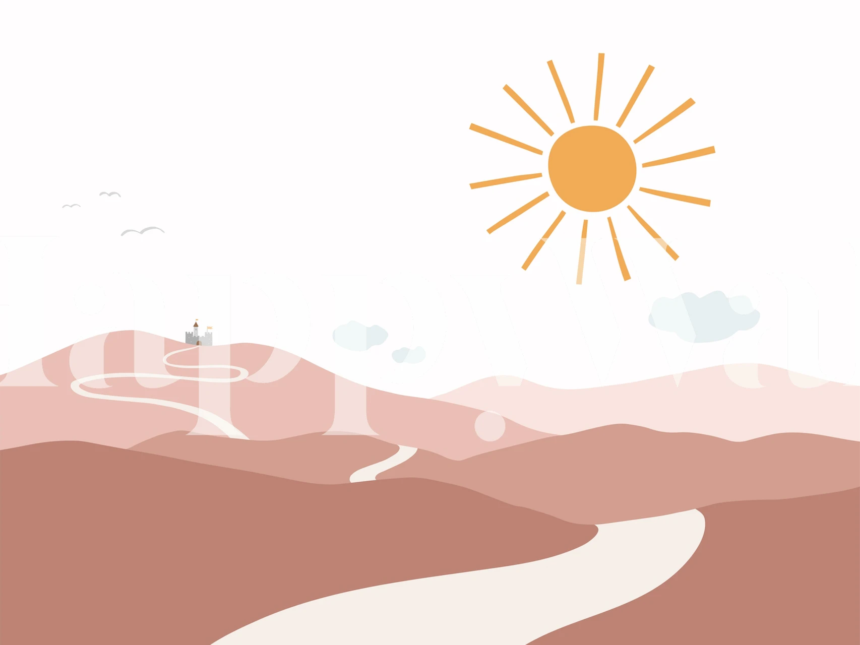 Whimsical castle path wallpaper