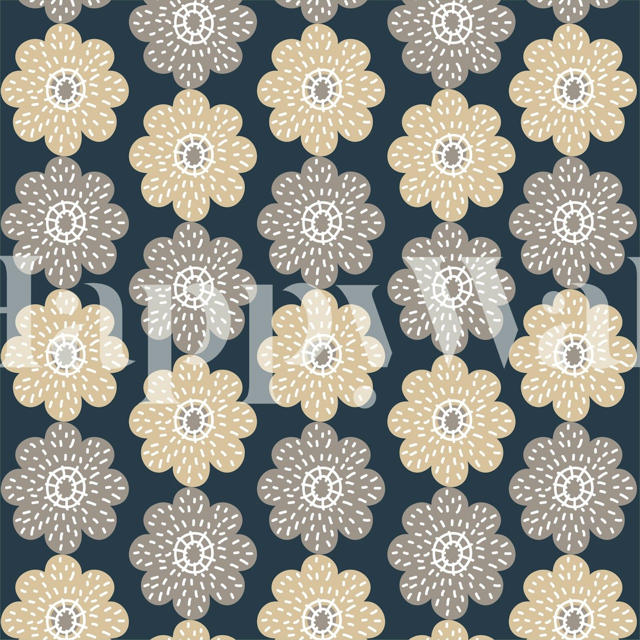 Tapeta Pastel Beige i Brown Daisies u sobi
