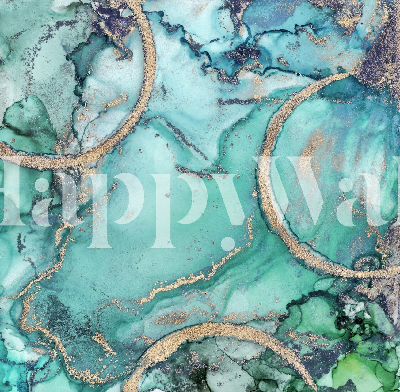 Tapeta Turquoise Blue Ink Luxury w stylowym pokoju