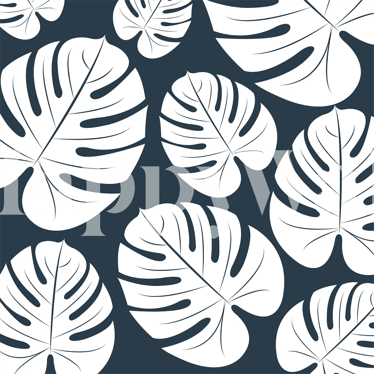 Retro mod white palm leaves Tapetdesign