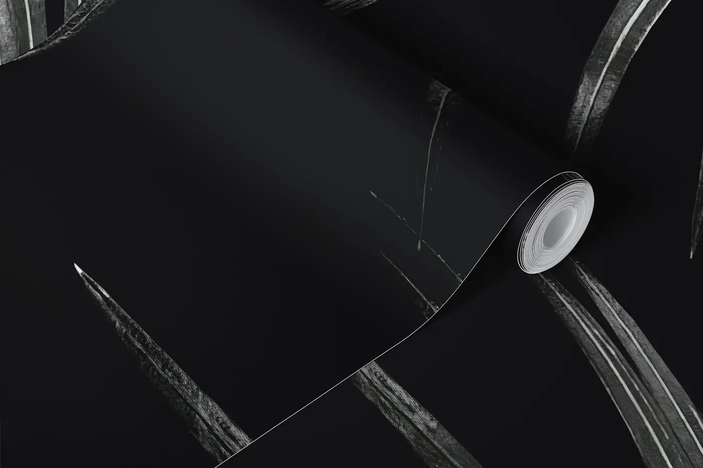 Silver Black Palm Leaves 1 wallpaper roll