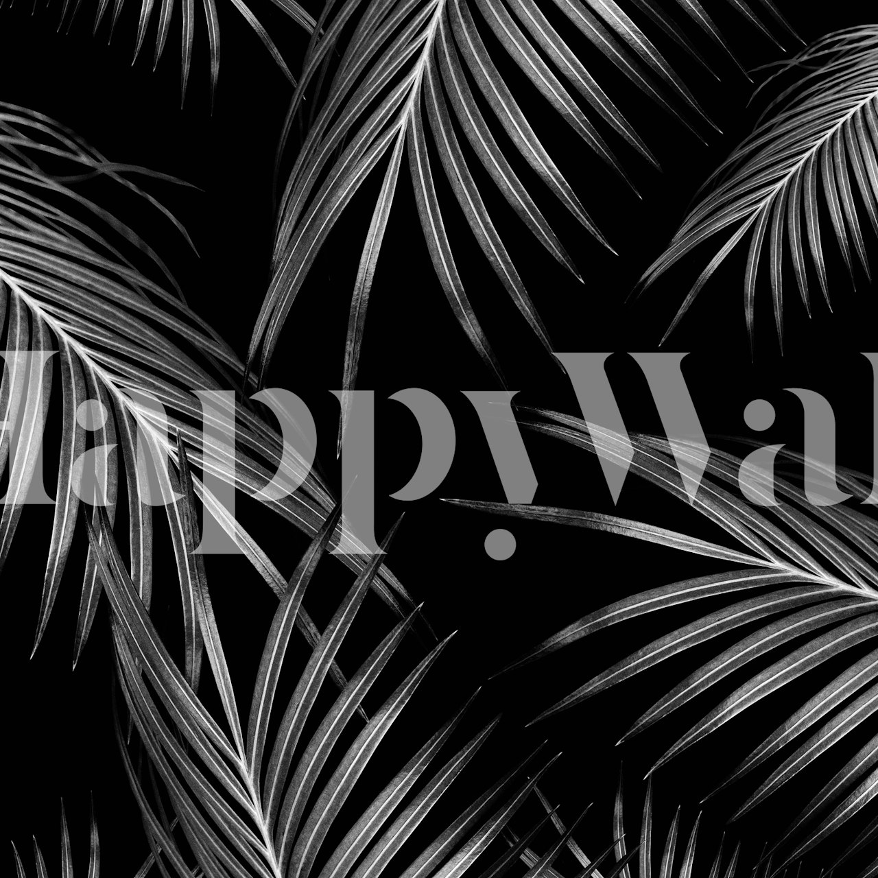 Black and silver palm leaves pattern wallpaper