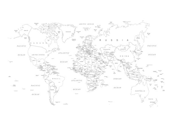 World Map Black Outlines