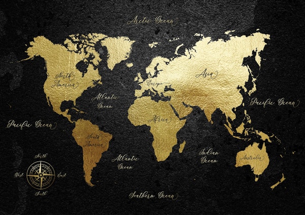 Black and Gold World Map