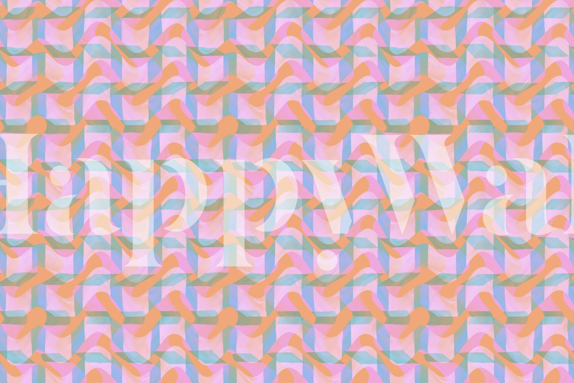 Colorful wavy geometric pattern wallpaper in pastel shades
